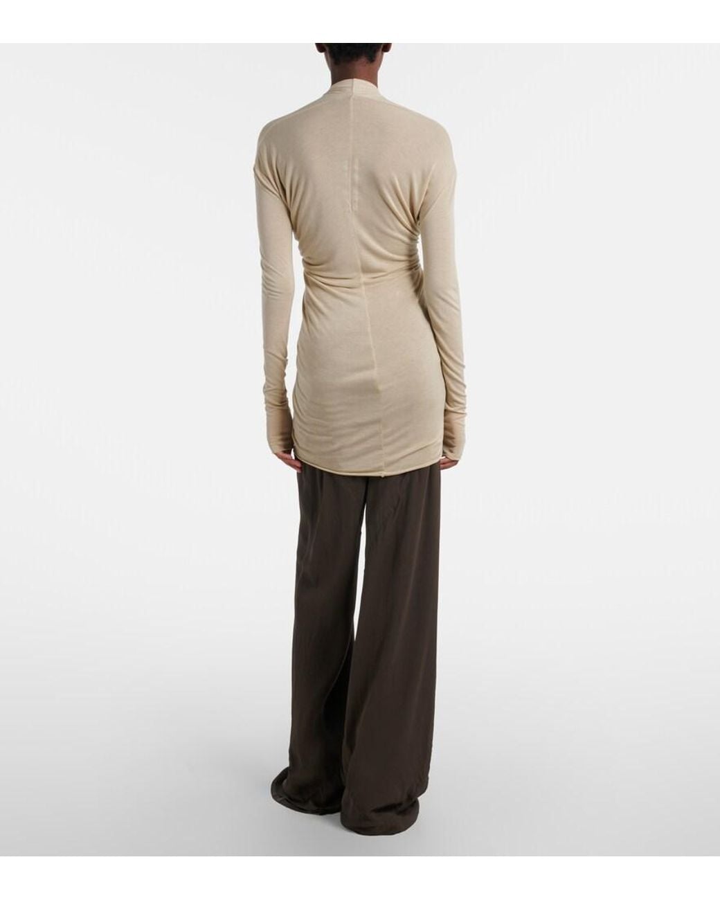 Rick Owens Brown Silk Charmeuse Wide-Leg Pants