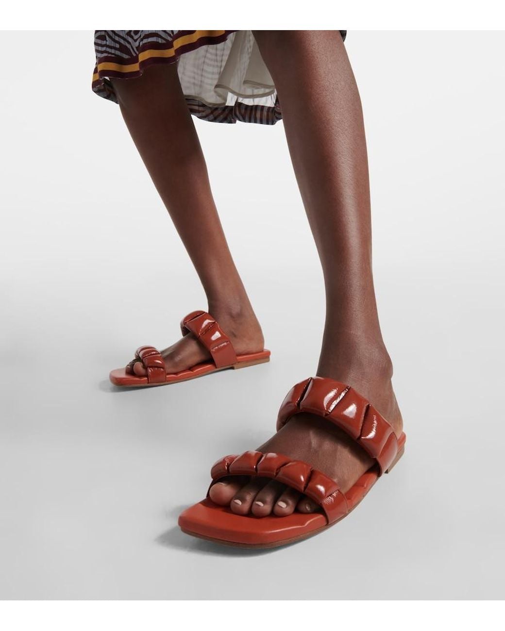 Dries Van Noten Red Leather Slides