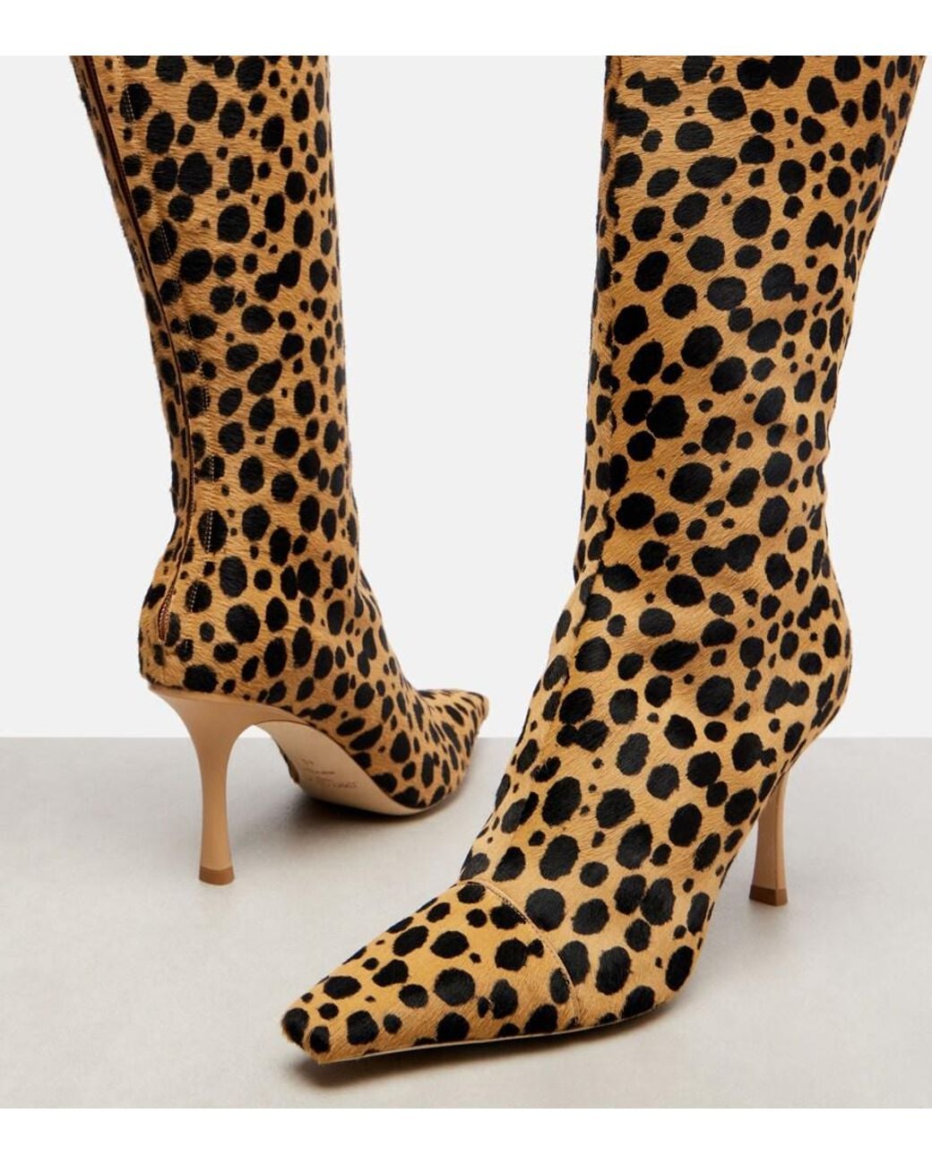 Jimmy Choo Brown X Conner Ives Gloria 85 Pony Hair Cheetah Knee-High Boots