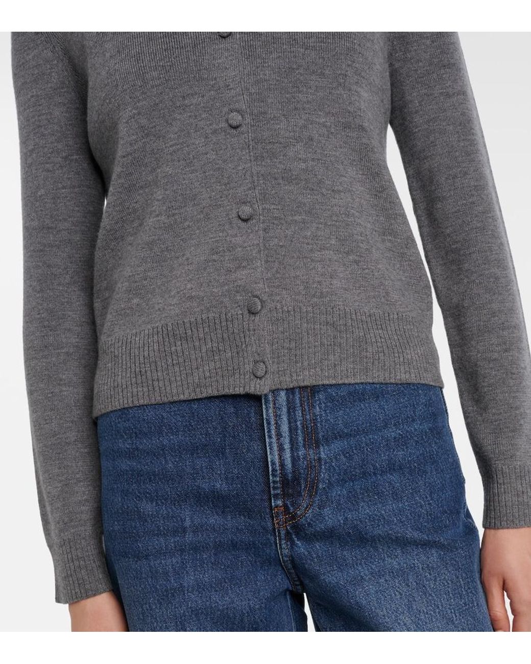 Veronica Beard Gray Daro Embellished Wool Cardigan