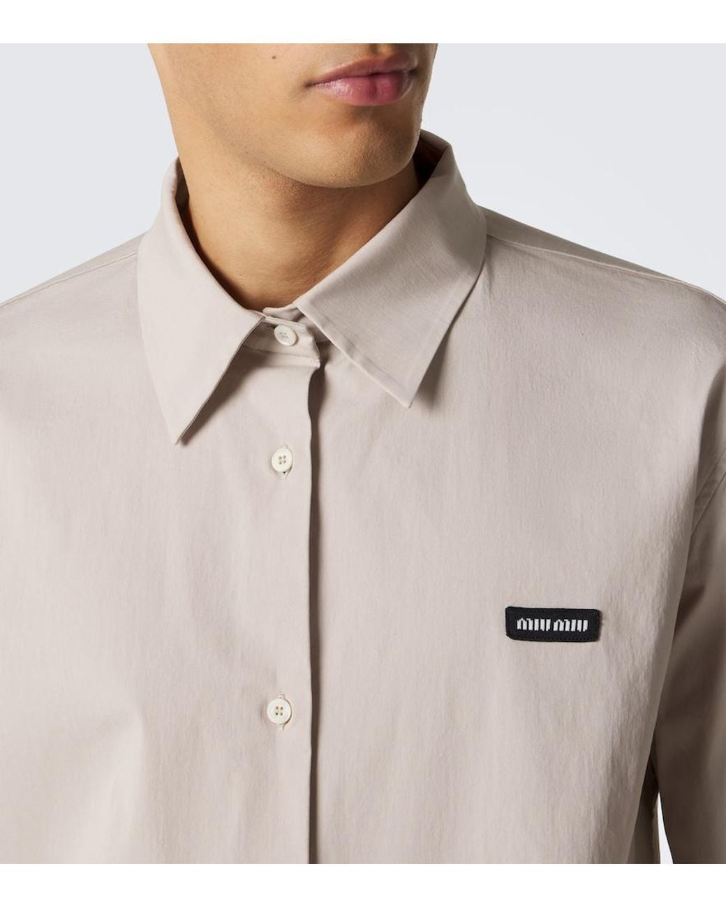 Miu Miu Natural Cotton-Blend Poplin Shirt for men