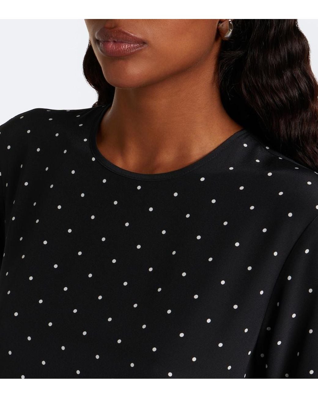 Asceno Black Larissa Polka-Dot Silk Minidress