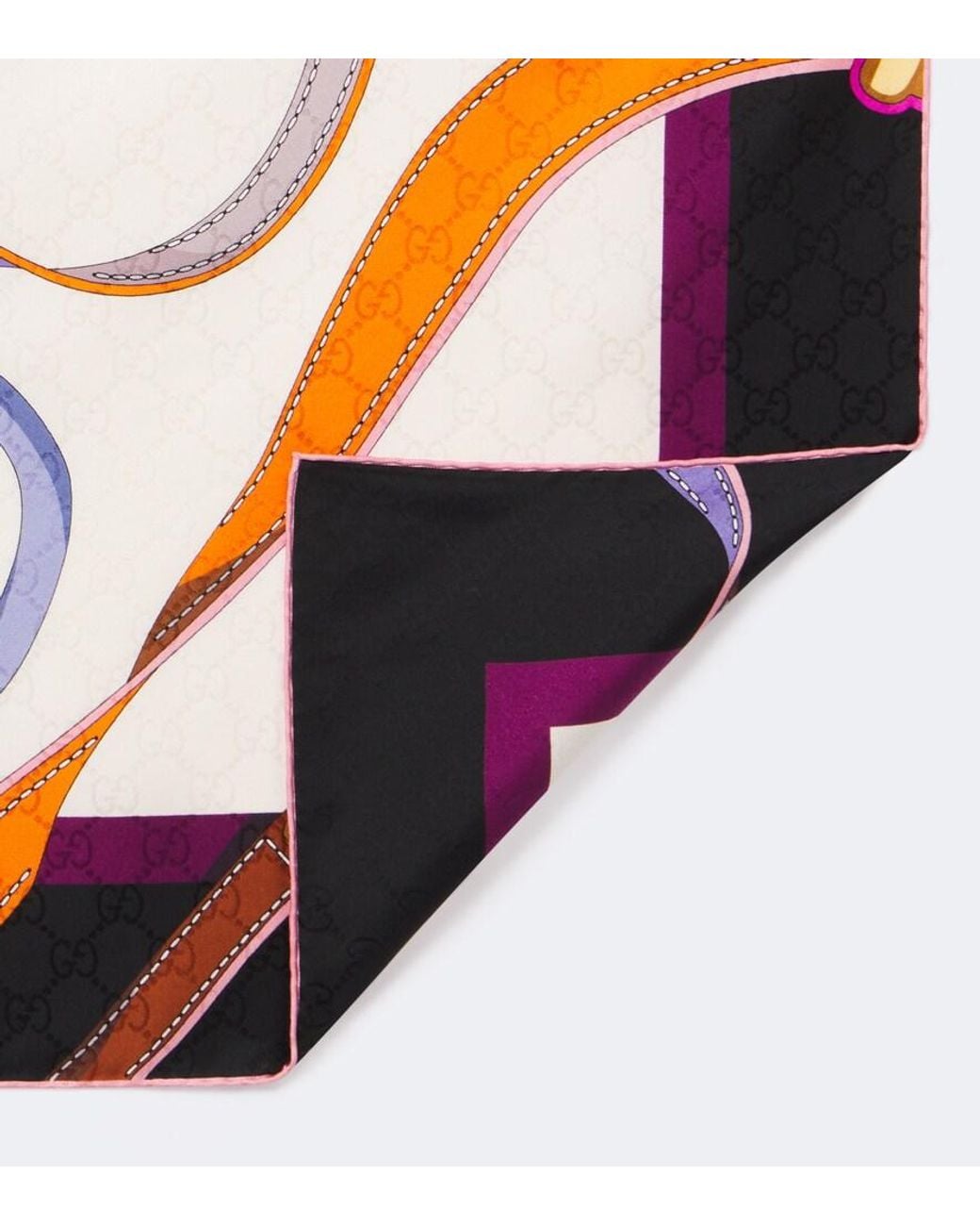Gucci Blue Printed Silk Twill Scarf