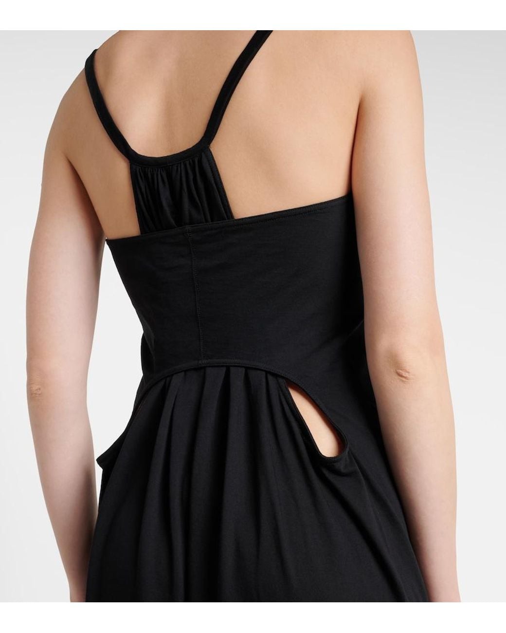Rick Owens Black Temple Layered Cotton Jersey Maxi Dress