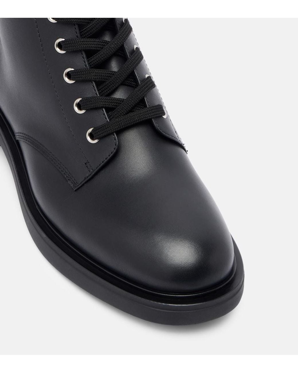 Gianvito Rossi Black Ripley Leather Combat Boots