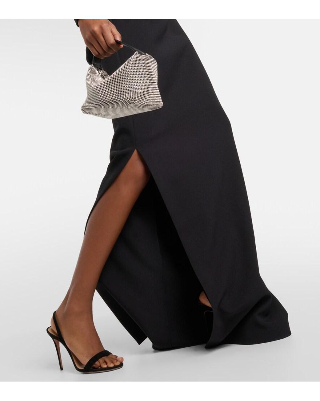 Safiyaa Black Maimie Crystal-Embellished Crepe Gown