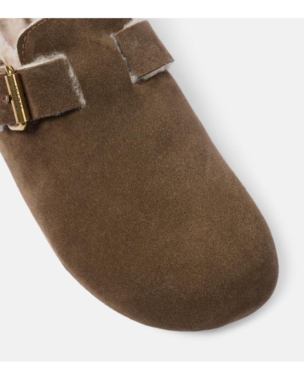 Isabel Marant Brown Mirvin Shearling-Lined Suede Clogs