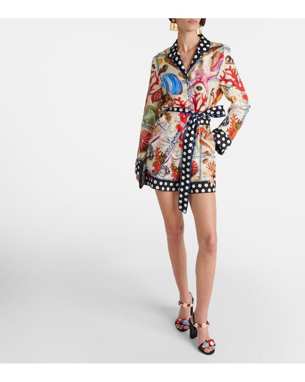 Dolce & Gabbana Red Capri Printed Silk Satin Shorts
