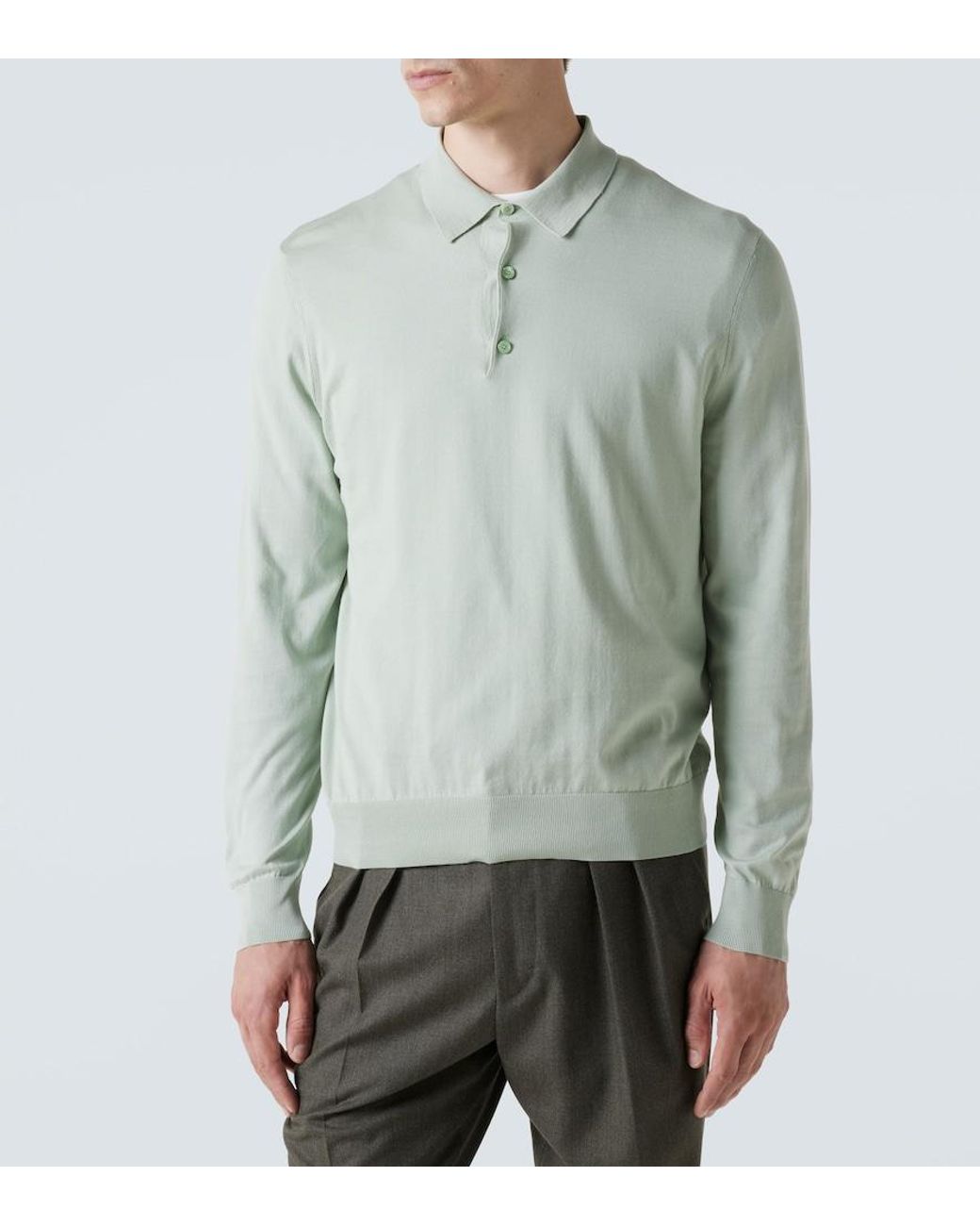 Loro Piana Green Cotton Polo Shirt for men