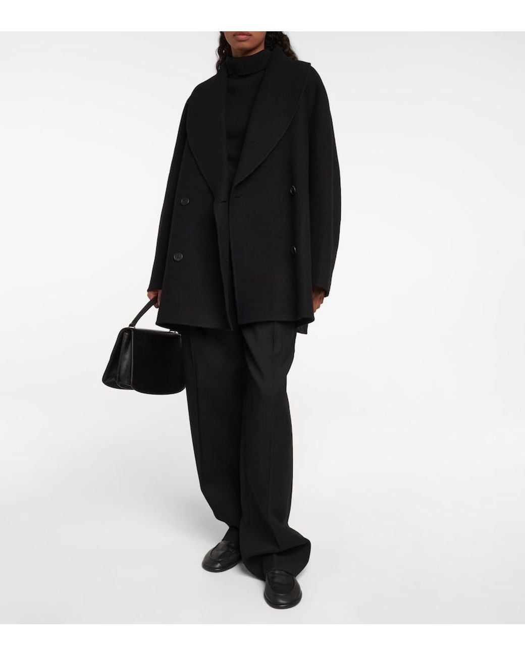 The Row Black Polli Wool-Blend Coat