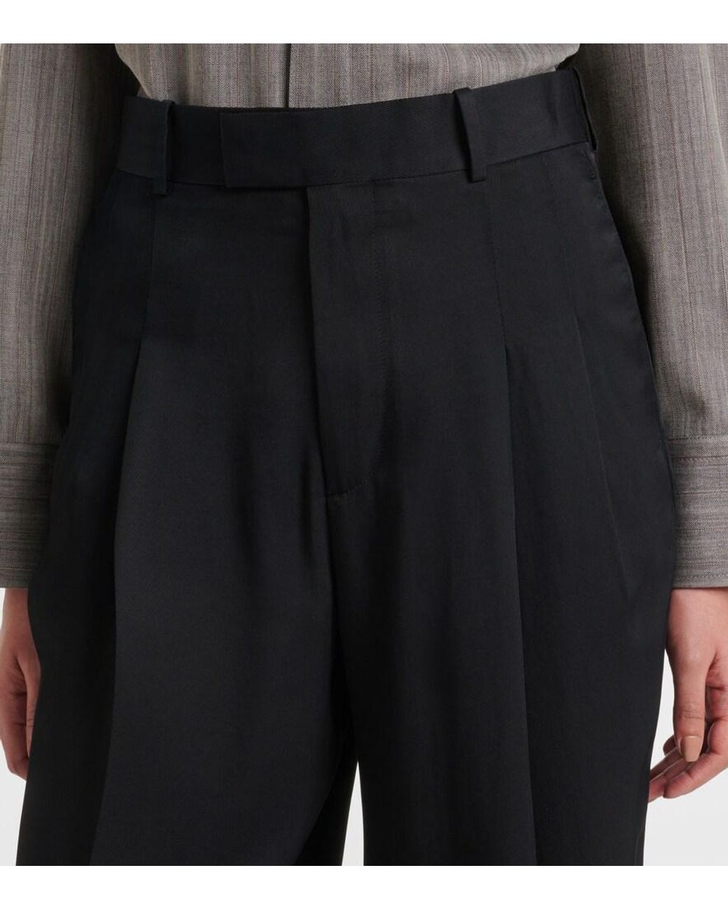 Bottega Veneta Black High-Rise Tapered Pants