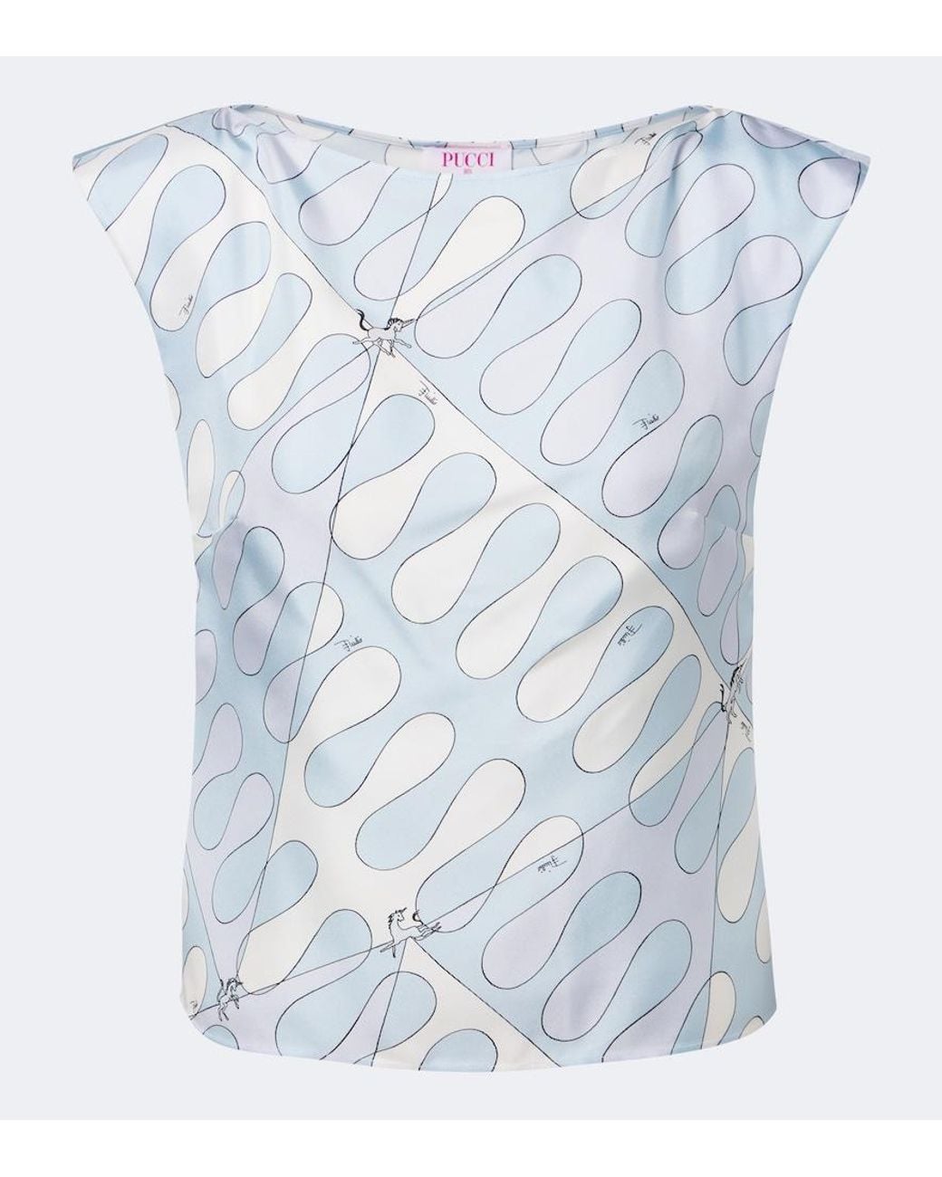 Emilio Pucci Blue Leocorno Silk Twill Top