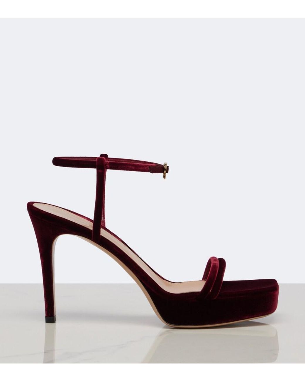 Gianvito Rossi Red Velvet Platform Sandals