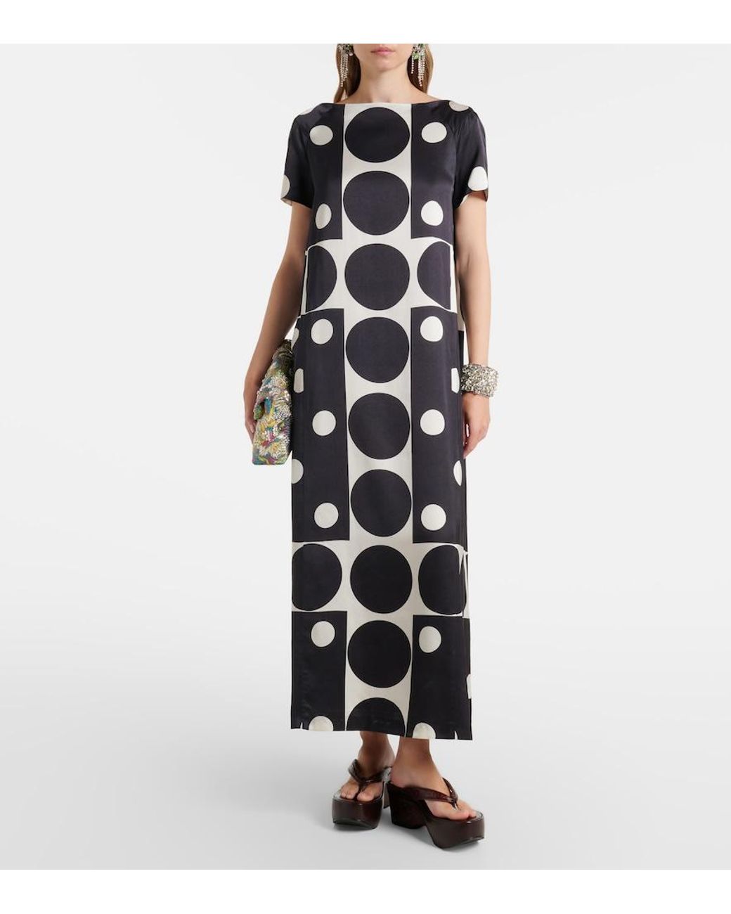 Dries Van Noten Black Polka-Dot Maxi Dress