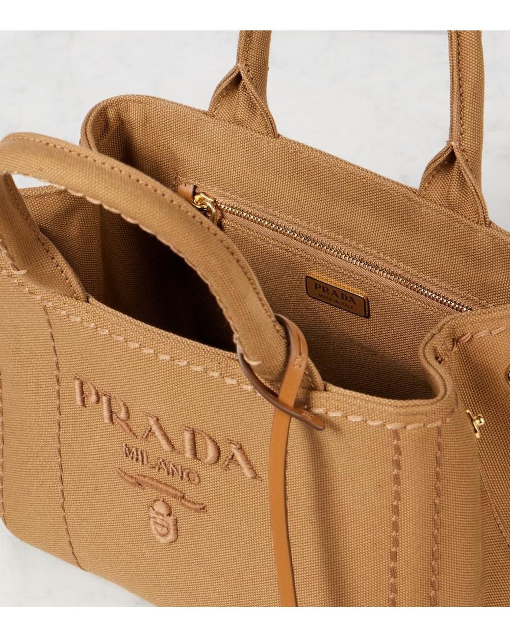 Prada Brown Jardiniere Mini Canvas Tote Bag