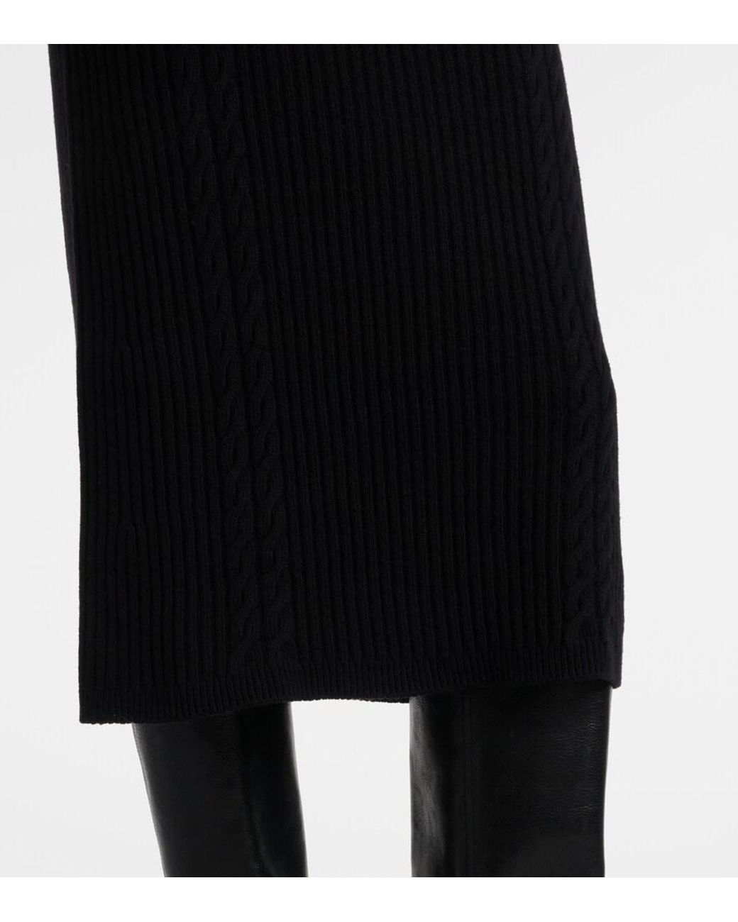 Max Mara Black Zelanda Wool And Cashmere Midi Dress