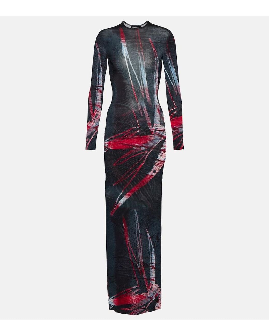 Louisa Ballou Blue Printed Jersey Maxi Dress