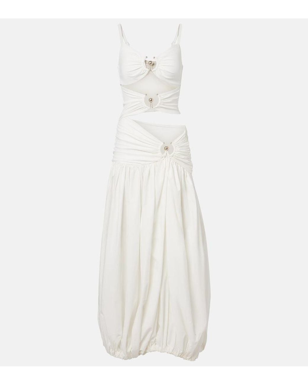 Christopher Esber White Orbit Cutout Ruched Jersey Maxi Dress