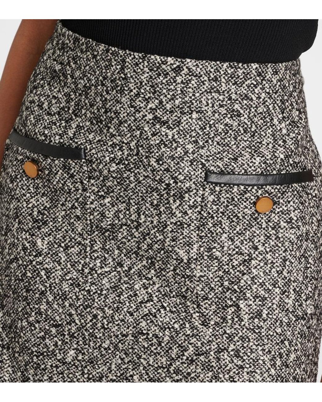 Max Mara Gray Cosa Wool-Blend Tweed Miniskirt