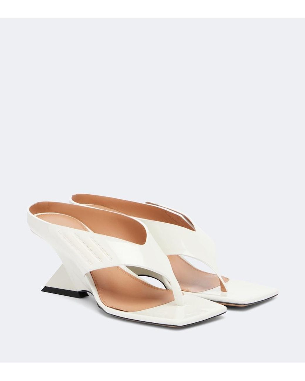 The Attico White Cheope Patent Leather Wedge Sandals