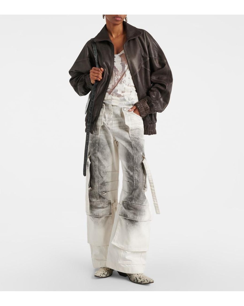 Acne Brown Letty Leather Bomber Jacket