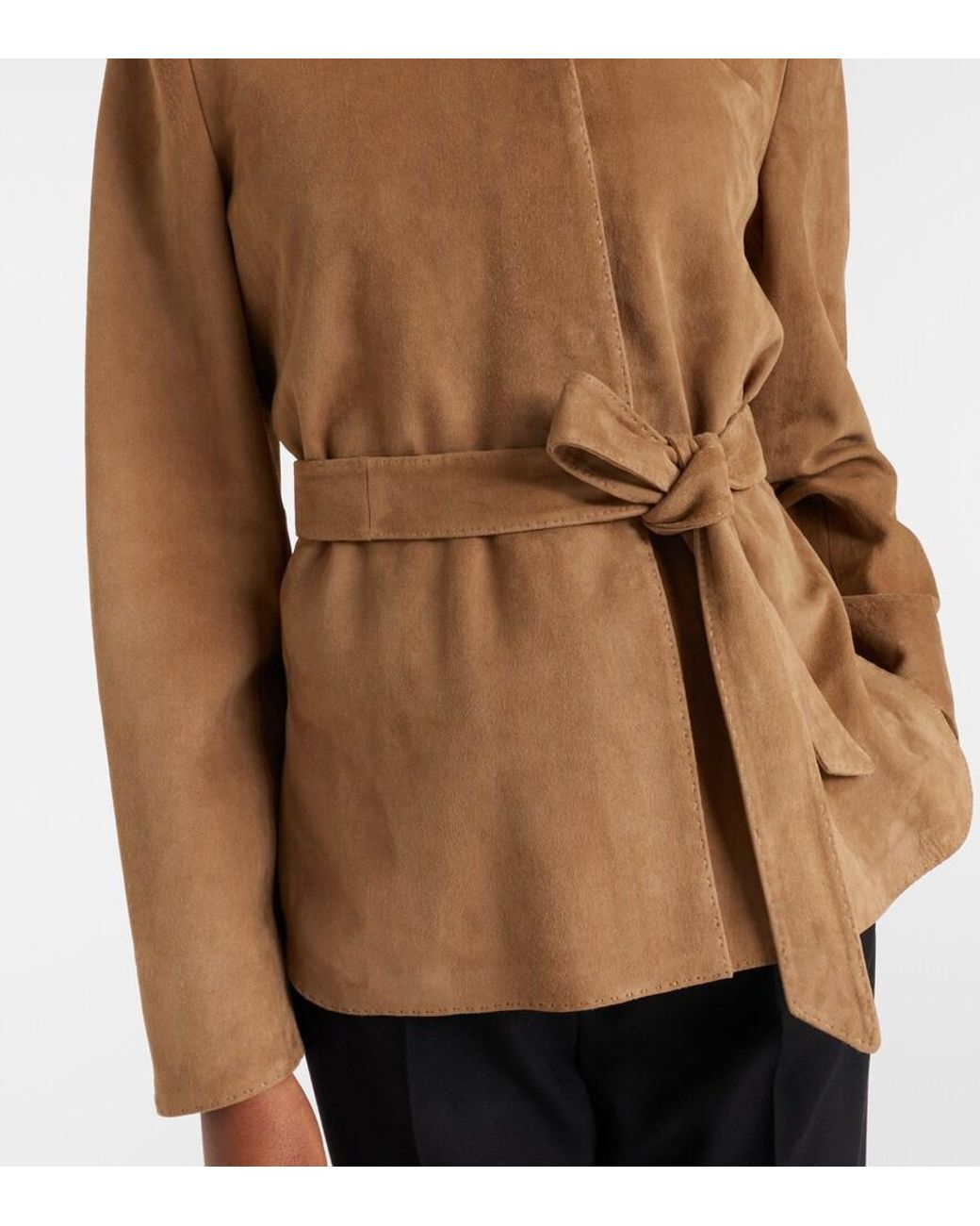 Max Mara Brown Abito Belted Suede Jacket