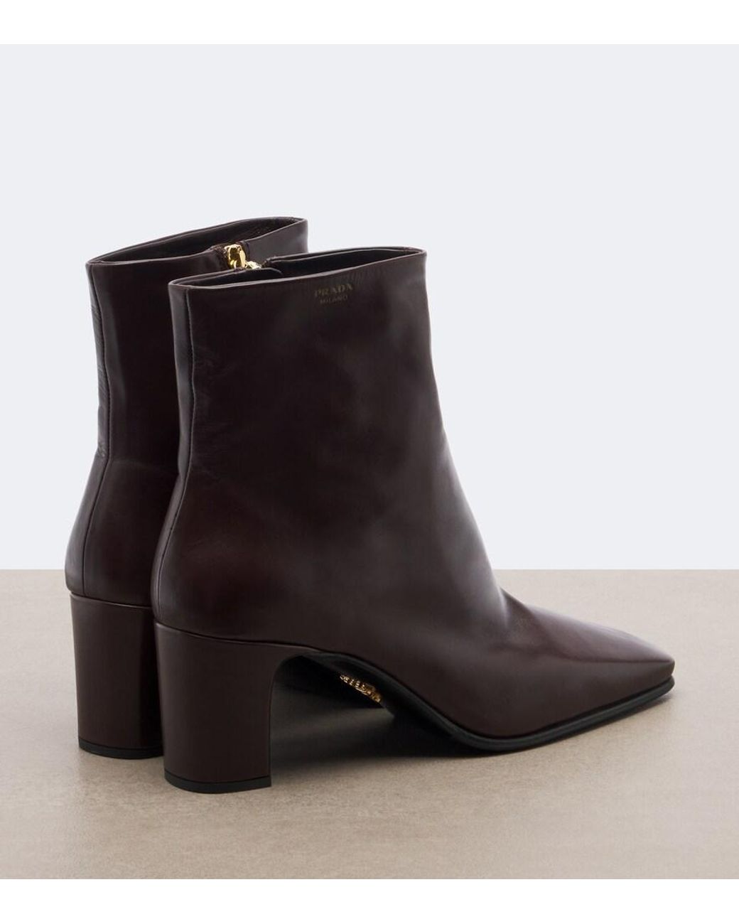 Prada Brown Leather Ankle Boots