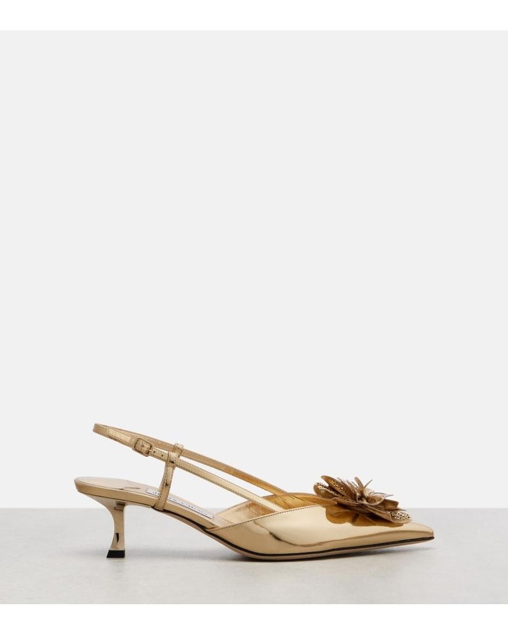 Jimmy Choo Metallic Mimmi 50 Leather Slingback Pumps