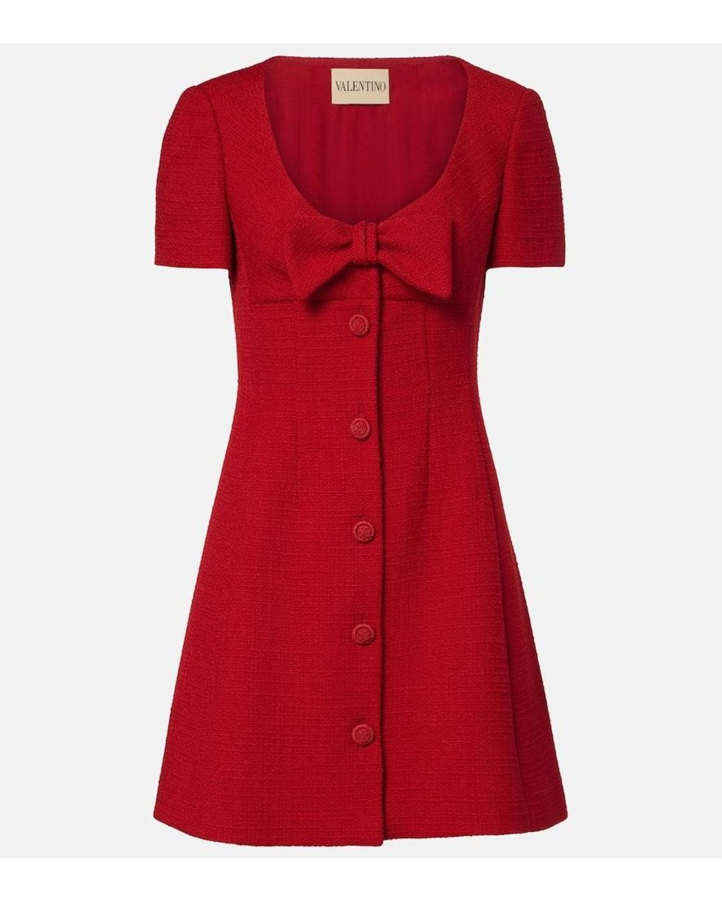 Valentino Garavani Red Wool-Blend Tweed Minidress