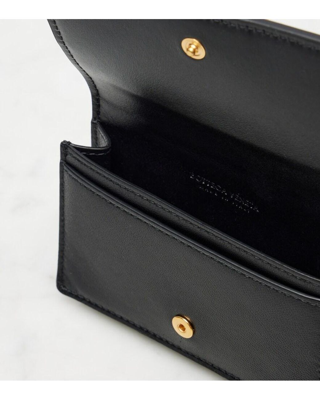 Bottega Veneta Black Cassette Intrecciato Leather Card Case