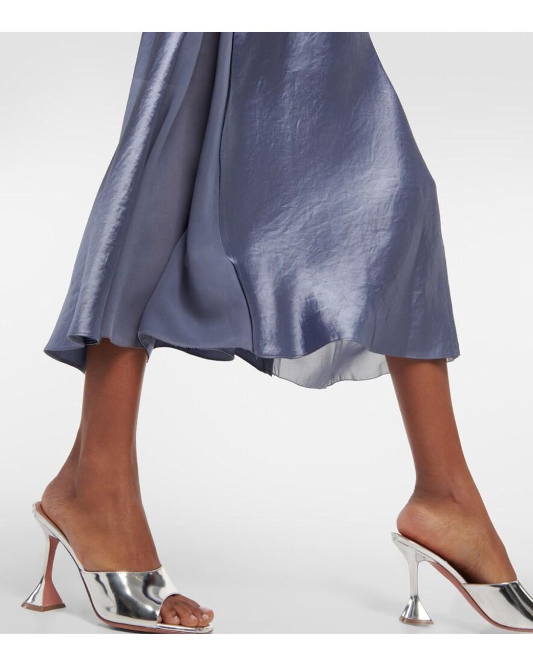 Vince Blue Satin And Organza Slip Dress