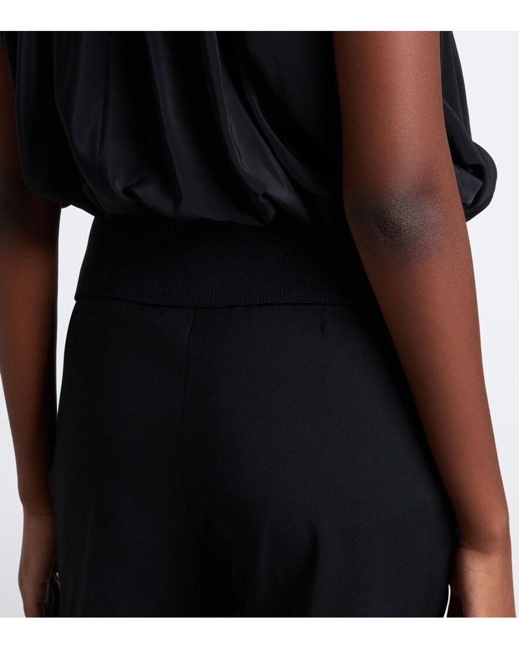 Sportmax Black Draped Halterneck Silk Satin Top