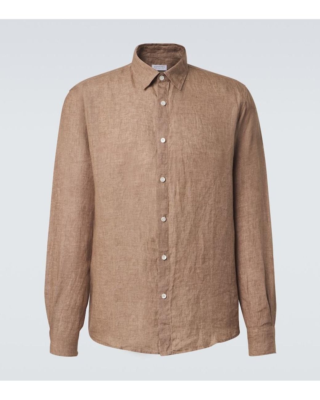 Sunspel Brown Linen Shirt for men