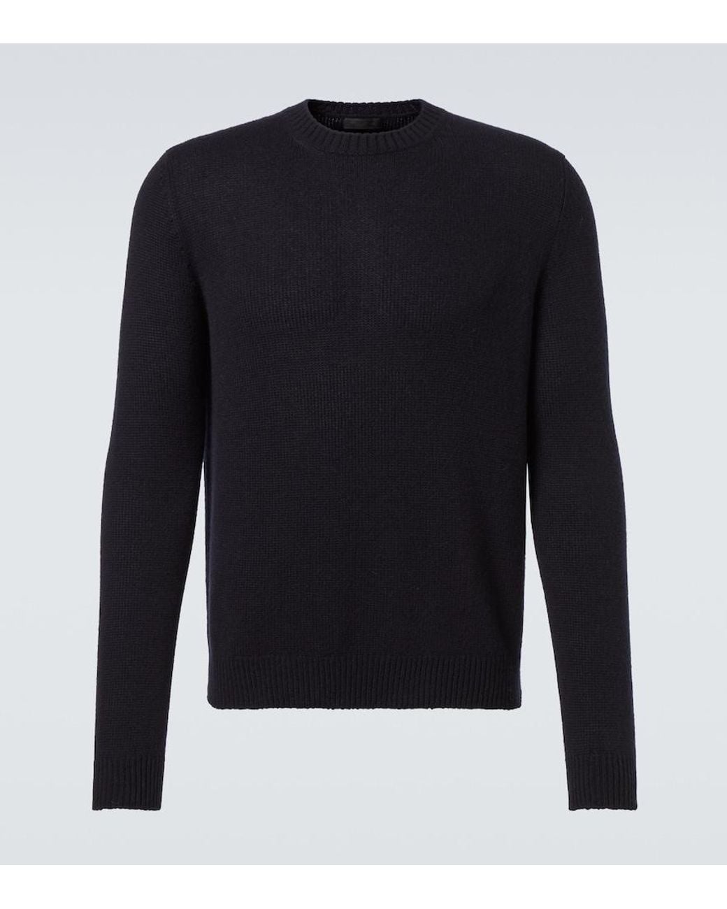 Prada Blue Ribbed-Knit Cashmere Sweater for men