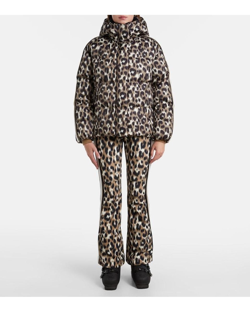 Fusalp Black Ada Leopard-Print Down Ski Jacket