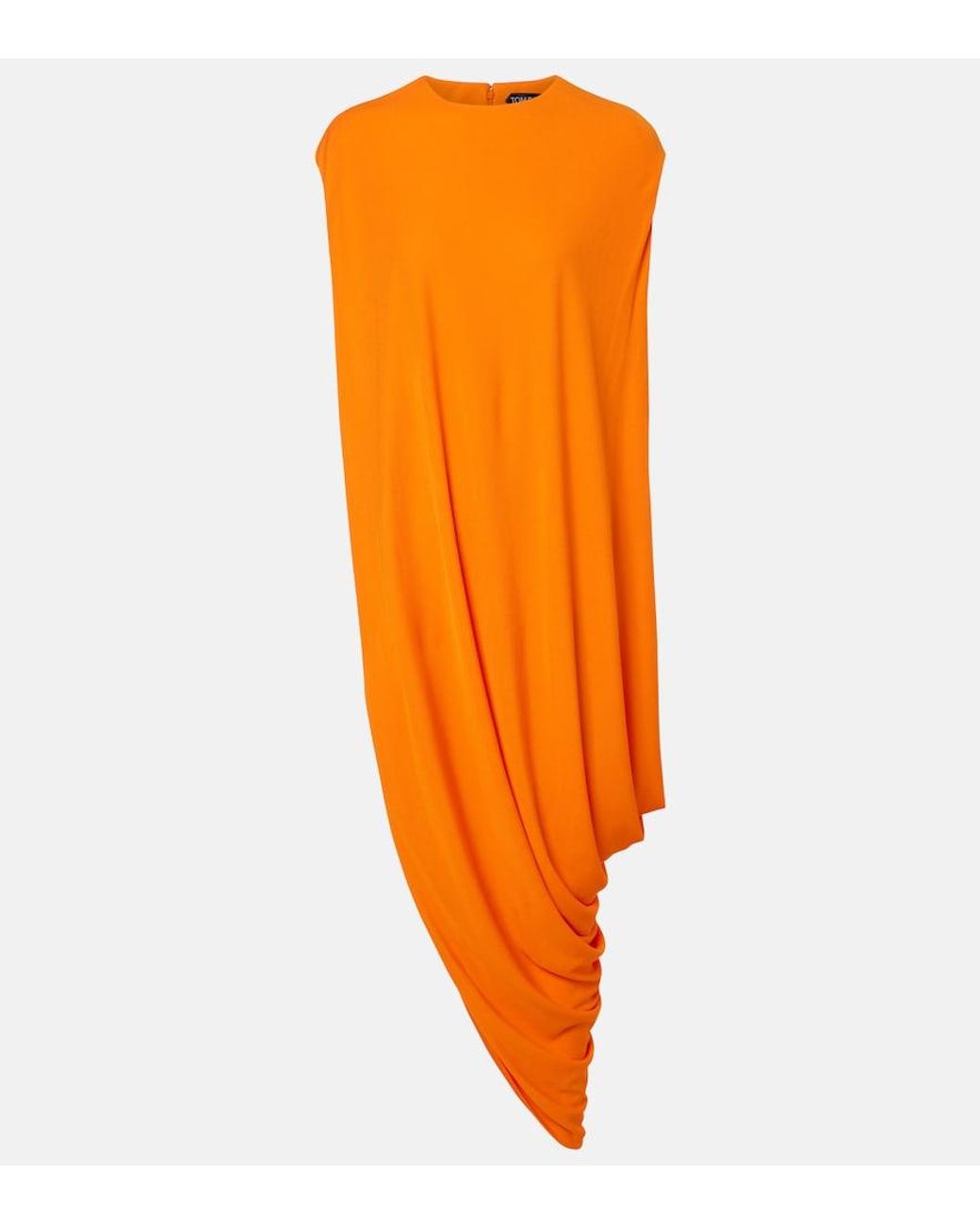 Tom Ford Orange Asymmetric Draped Crepe Jersey Top