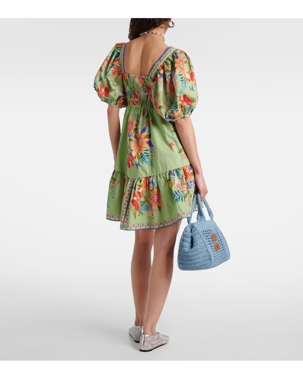 FARM Rio Bright Yard Printed Cotton Mini Dress in Green | Lyst