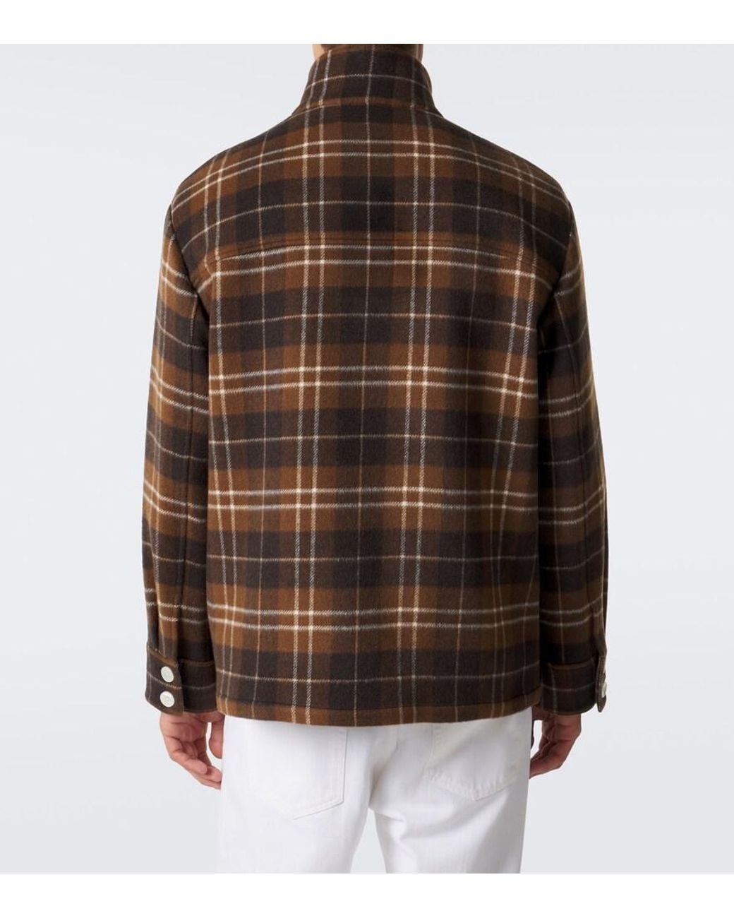 Umit Benan Brown St. Moritz Plaid Cashmere Overshirt for men
