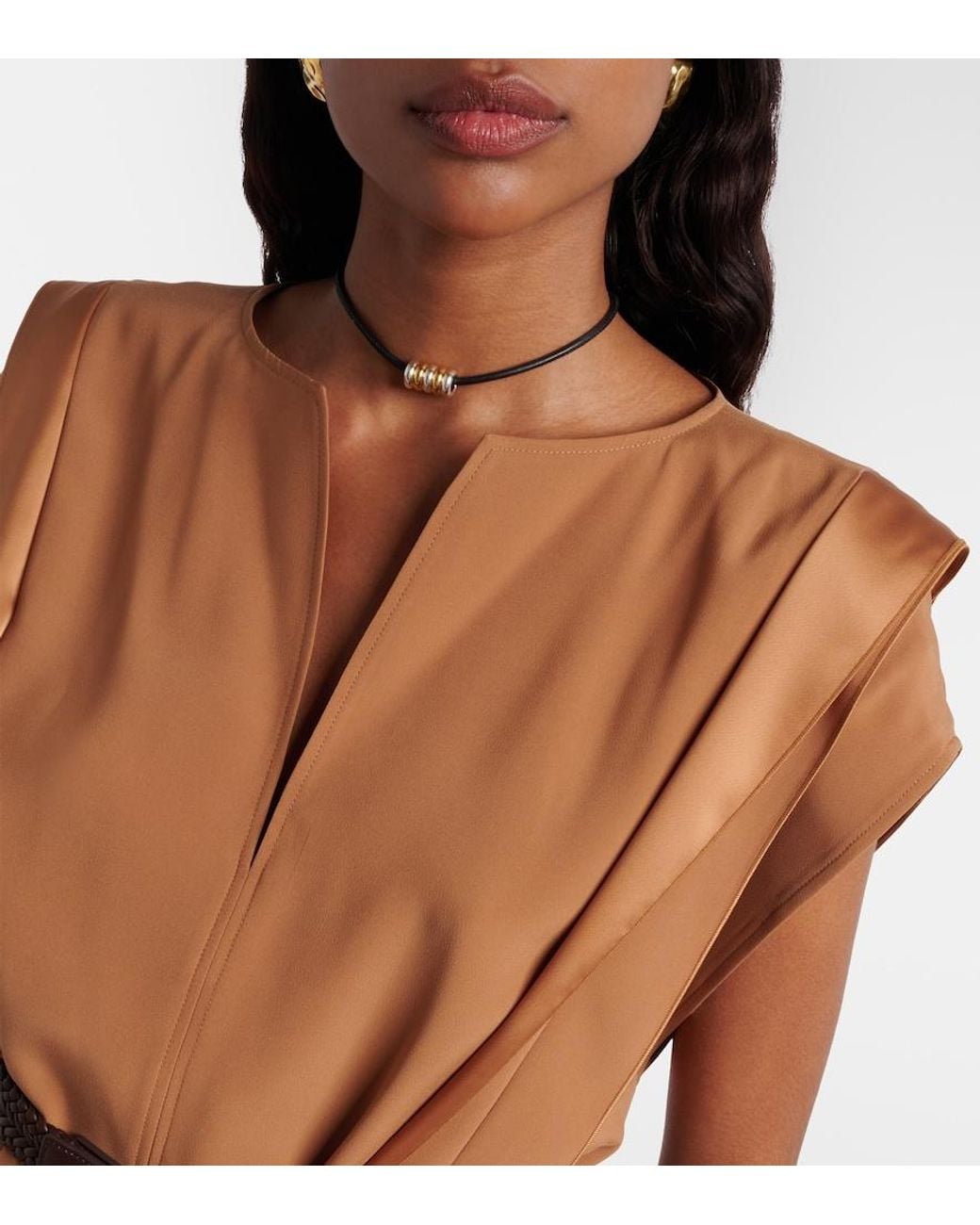 Max Mara Brown Belted Crepe Top