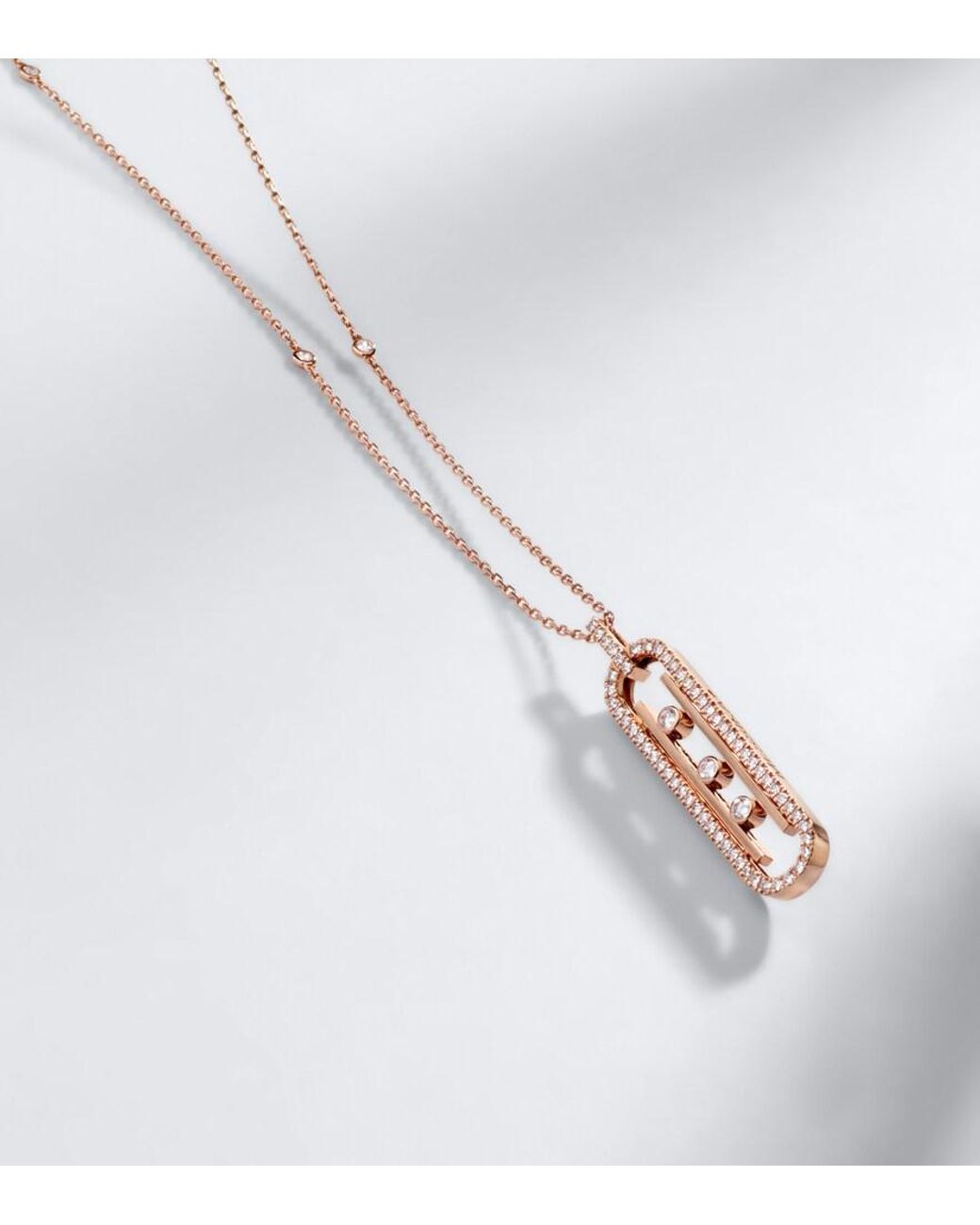 Messika White Move 10Th 18Kt Rose Pendant Necklace With Diamonds