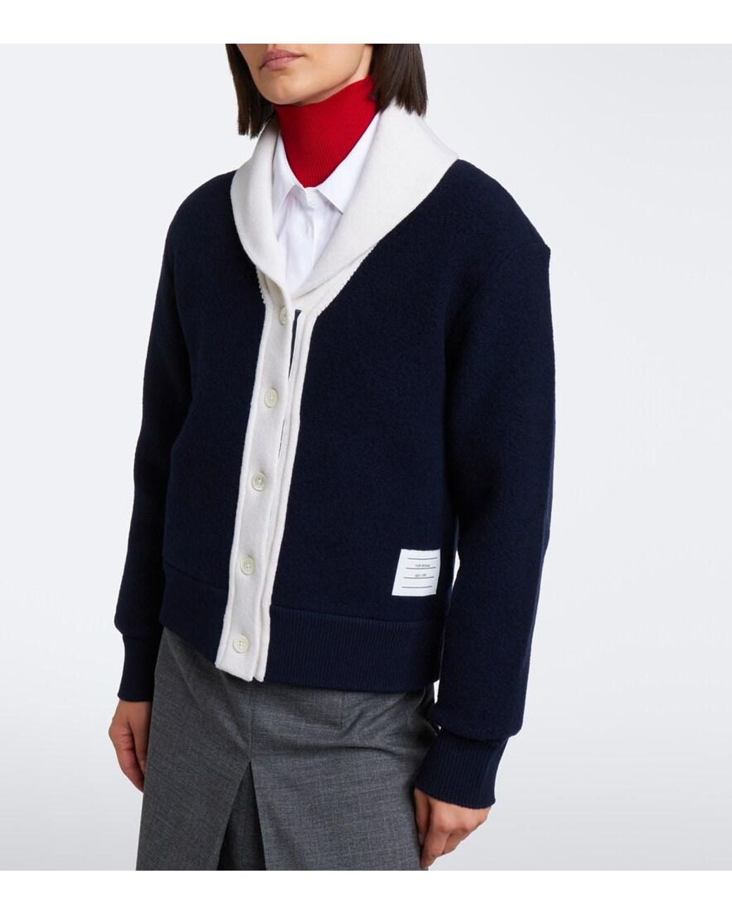 Thom Browne Blue Wool Cardigan