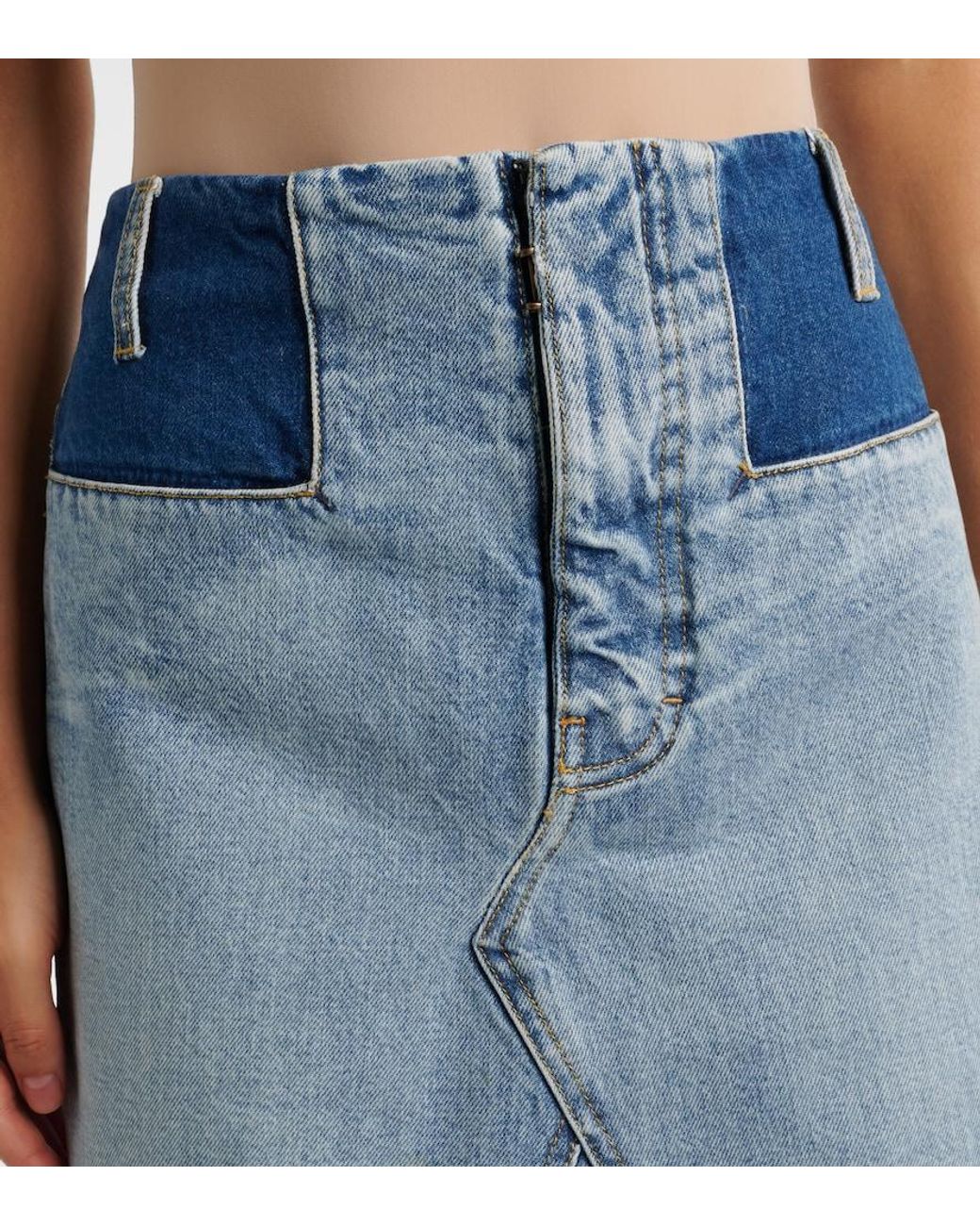 Maison Margiela Blue Paneled Denim Maxi Skirt
