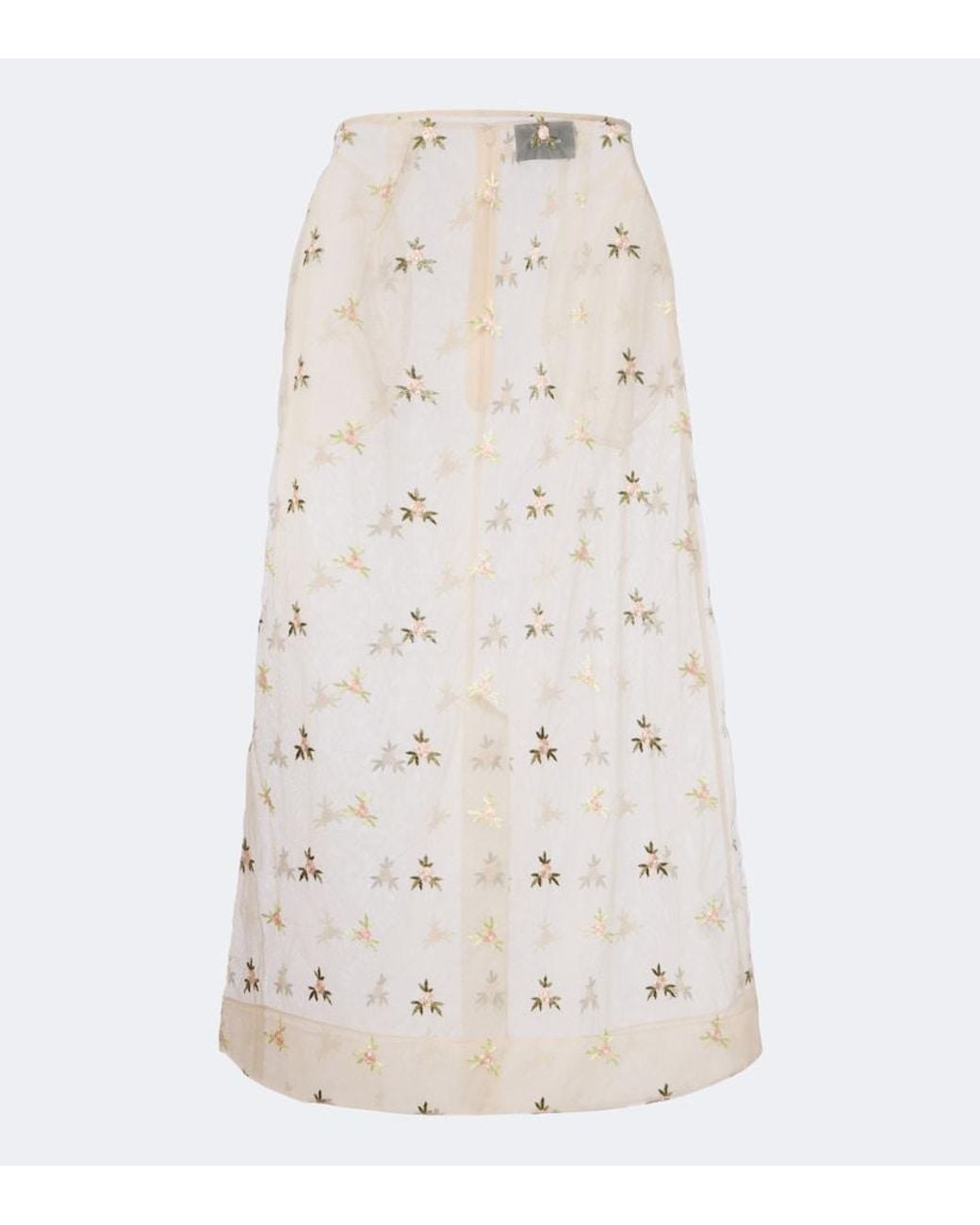 Simone Rocha Natural Embroidered Tulle Midi Skirt