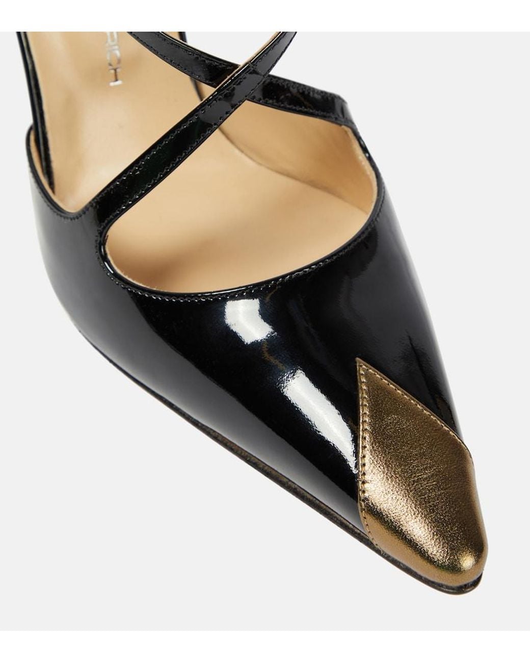 Alessandra Rich Black Paneled Patent Leather Pumps