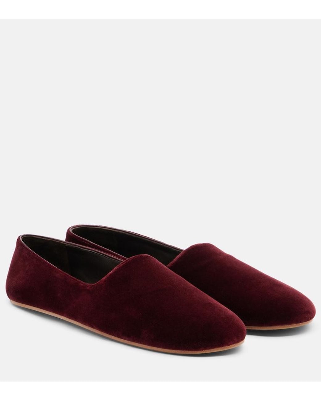 The Row Red Ponti Velvet Slip-On Shoes
