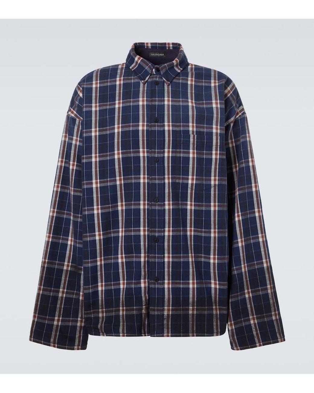 Balenciaga Blue Reversible Flannel And Fleece Shirt for men