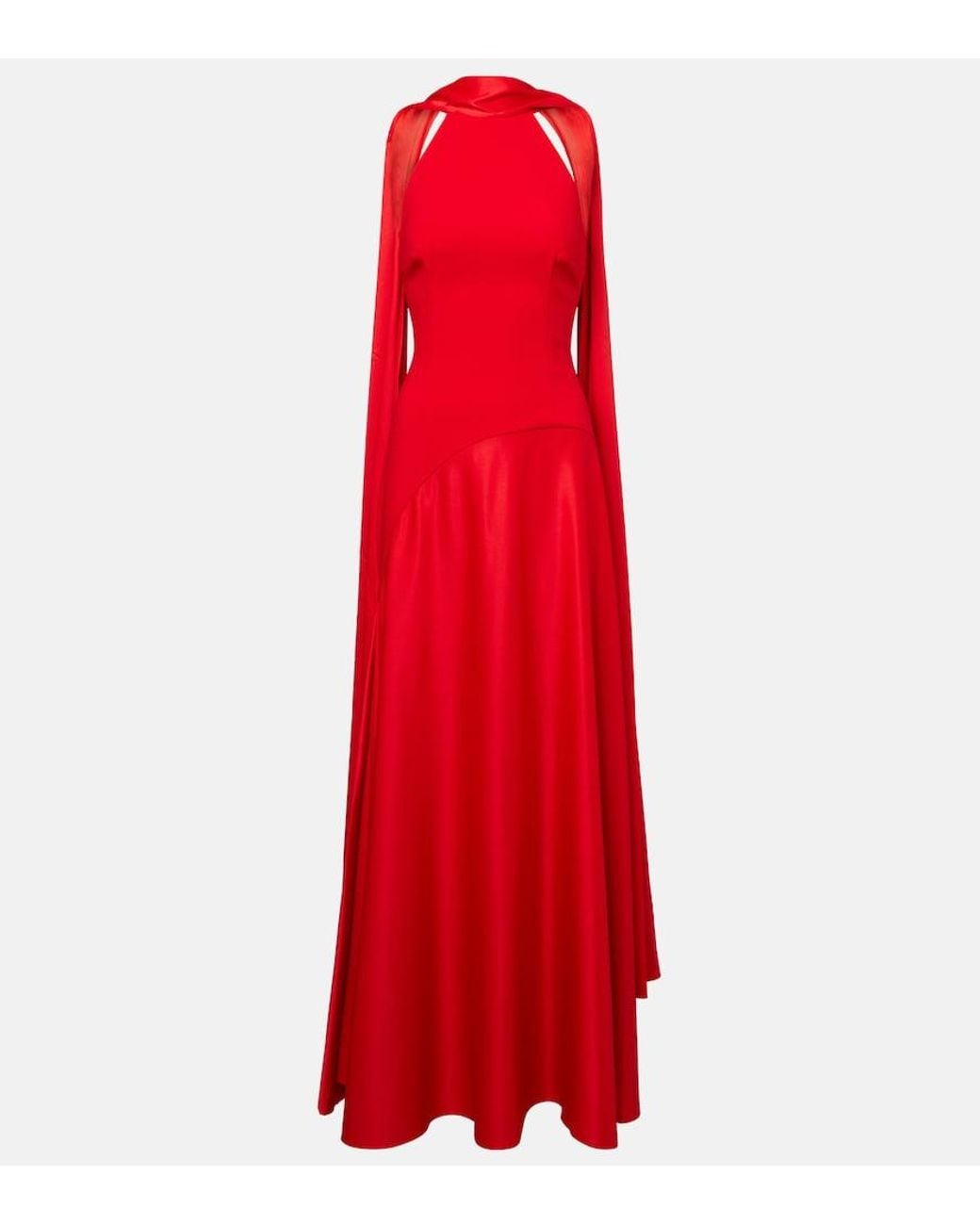 Solace London Red Cece Crepe And Satin Maxi Dress