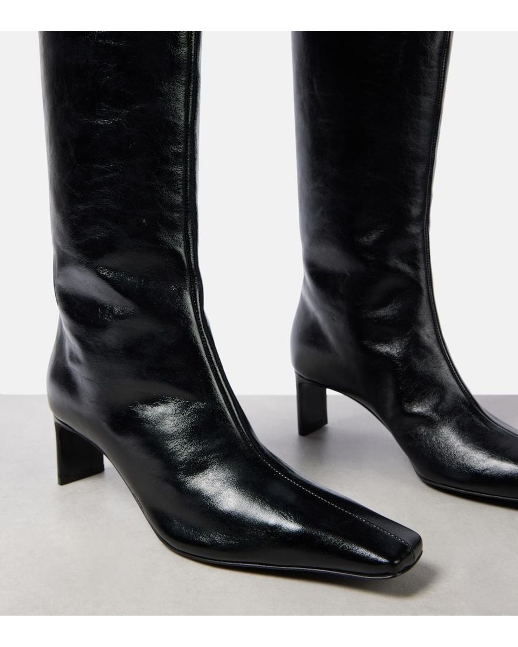Khaite Black Ona 55 Leather Knee-High Boots