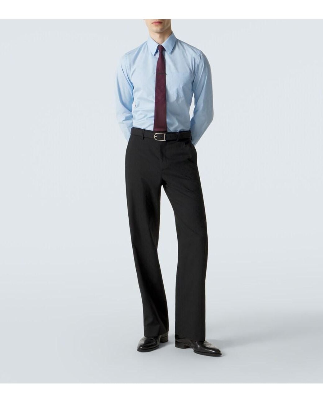 Gucci Blue Gg Cotton Poplin Shirt for men