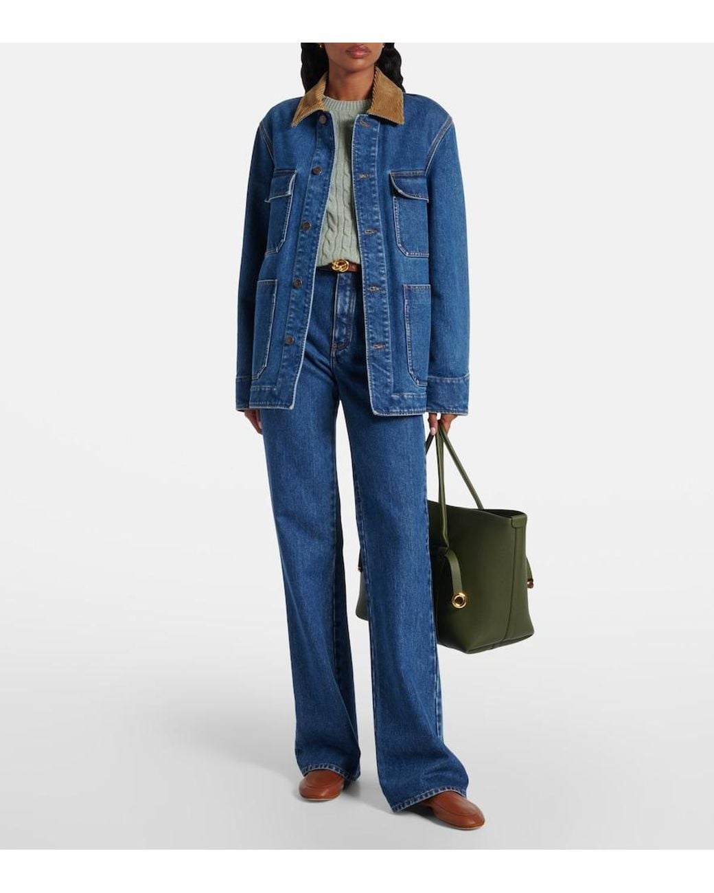 Loro Piana Blue Merak High-Rise Flared Jeans